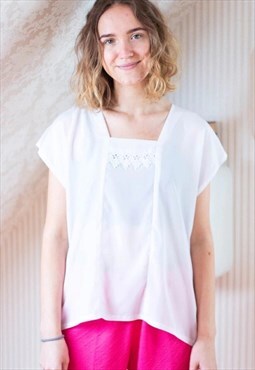 White  silky sleeveless vintage blouse