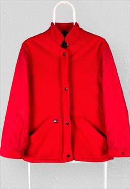 Vintage Tommy Hilfiger Red Fleece Jacket 90s Mens Small