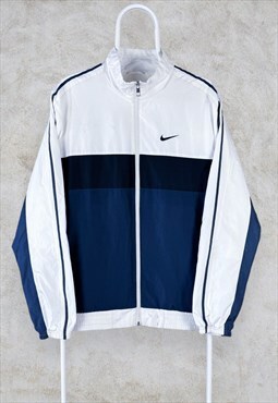 Nike Track Top Jacket Striped White Blue Men's Medium
