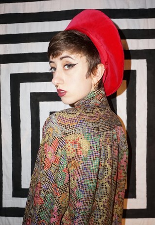 VINTAGE 60'S RED VELVET BERET