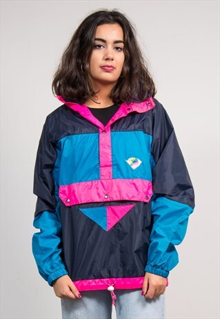 VINTAGE 90'S COLOURBLOCK CAGOULE JACKET COAT