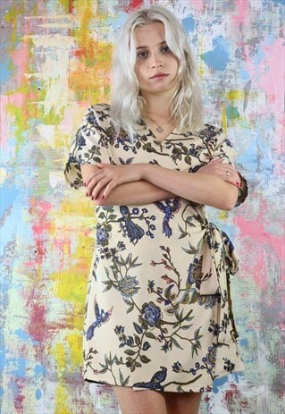MINI WRAP DRESS IN PHOENIX PRINT