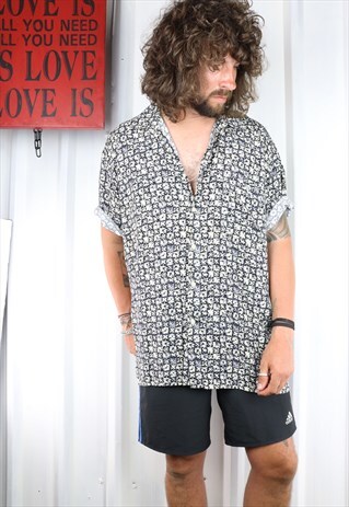 VINTAGE CRAZY PATTERN OVERSIZED SHORT SLEEVED SHIRT