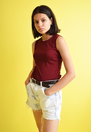90'S RETRO MOD MAROON JERSEY TANK TOP