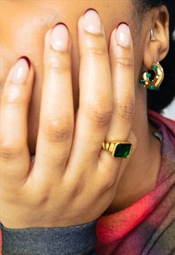 Green and Gold Moonlight Ring