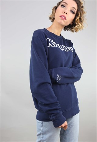 VINTAGE RETRO OVERSIZED NAVY BLUE KAPPA SWEATER SWEATSHIRT