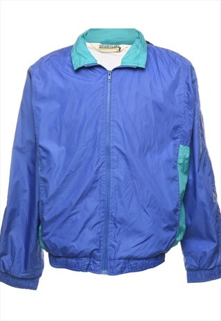 Vintage Blue & Turquoise Zip-Front Nylon Jacket - L