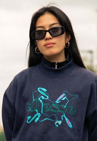RETRO ELLESSE SWEATSHIRT IN NAVY AND BLUE