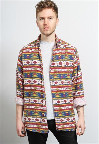 VINTAGE AZTEC PATTERNED SHIRT