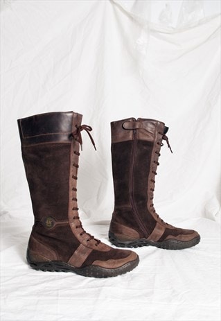 Vintage Y2K Leather Boxing Boots in Brown