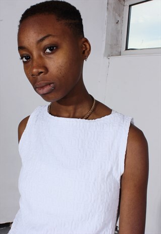 VINTAGE FENDI WHITE EMBOSSED VEST TOP