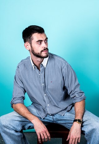 VINTAGE TOMMY HILFIGER SHIRT IN BLUE STRIPES