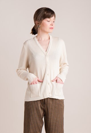 VINTAGE LAMBSWOOL IVORY CARDIGAN