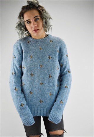 VINTAGE 90S RALPH LAUREN SUPER CUTE SKY BLUE DUCK JUMPER