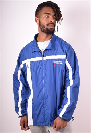 ADIDAS MENS VINTAGE TRACKSUIT TOP JACKET LARGE BLUE 90S