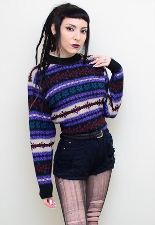 VINTAGE 90'S FAIR ISLE INDIE KNITTED PATTERNED JUMPER