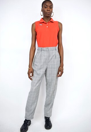 VINTAGE 90S CHARCOAL GREY CHECK TROUSERS