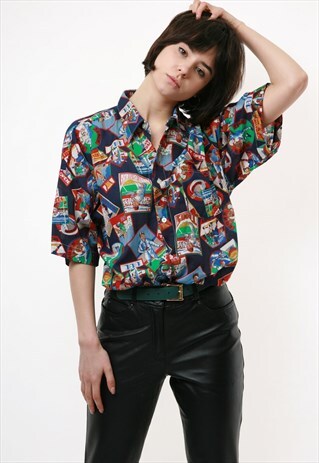 SUNLIGHT COTTON PATTERN GRAPHIC 90S VINTAGE SHIRT 18115