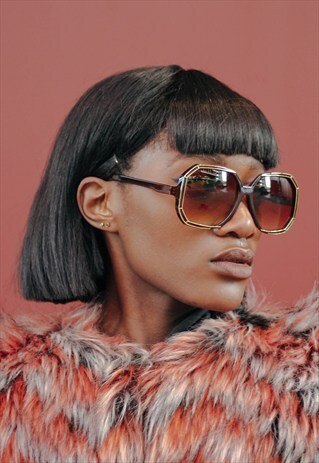 VINTAGE STYLE OVERSIZED BROWN RET SUNGLASSES SUMMER 80'S 90'
