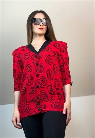 BLAZER SHIRT RED SHIRT 90S 90S SHIRT EUROPE BLOUSE