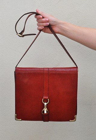 VINTAGE BROWN LEATHER SATCHEL BAG