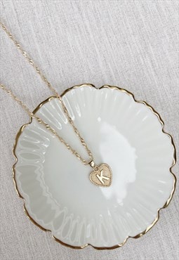 Gold Heart Monogram Initial K Charm Pendant  Necklace