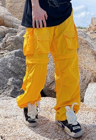 yellow parachute pants