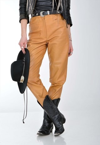 VINTAGE 90'S REAL LEATHER HIGH WAIST TROUSERS
