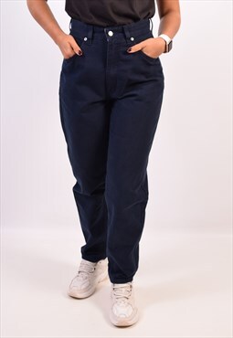 Vintage High Waist Casual Trousers Navy Blue