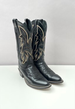 Justin Driscoll Black Leather Men's Cowboy Boots