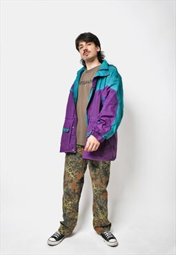 Vintage lightweight windbreaker purple blue men retro 80s 