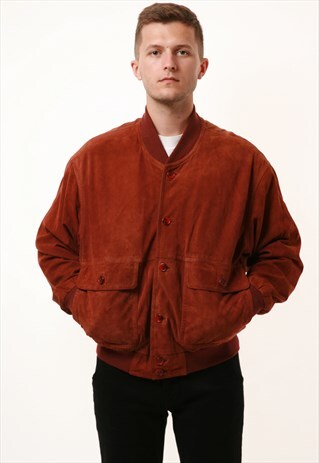 90S VINTAGE OLDSCHOOL LEATHER SUEDE BOMBER JACKET 14010