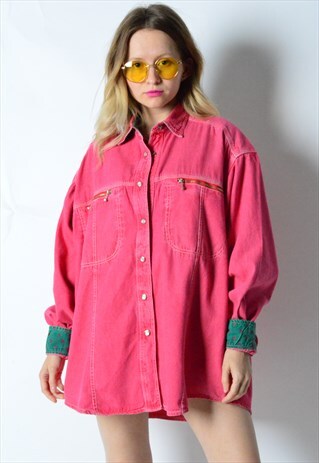 VINTAGE 80S FADED RED DENIM SHIRT