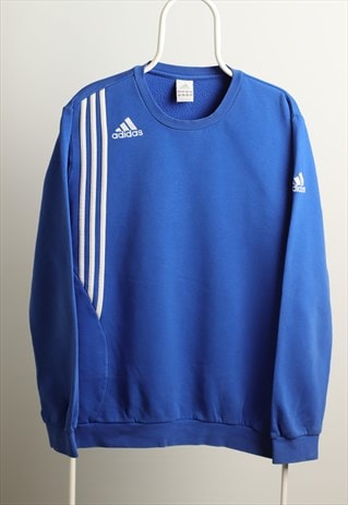 VINTAGE ADIDAS CREWNECK LOGO SWEATSHIRT BLUE WHITE SIZE M