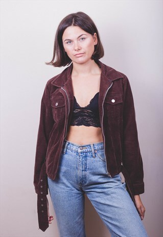 CORDUROY BROWN BIKER JACKET