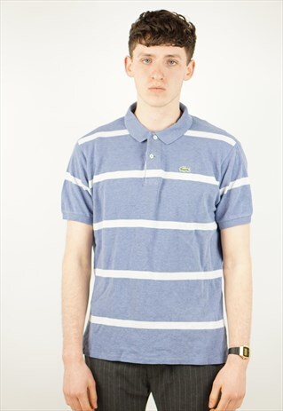 VINTAGE LACOSTE STRIPED BLUE POLO SHIRT