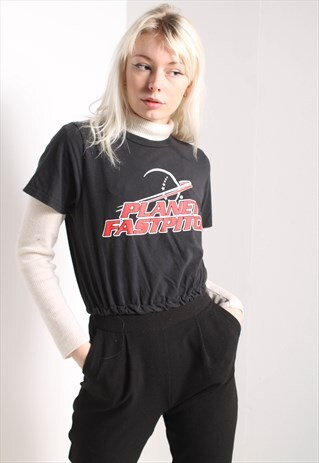 VINTAGE ADIDAS REWORKED CROP TOP BLACK