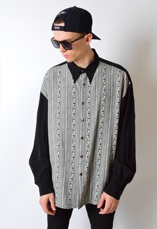 VINTAGE 80S BLACK AND WHITE LONG SLEEVE SHIRT