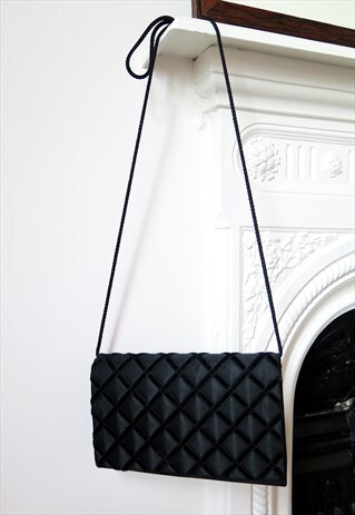 VINTAGE 80S BLACK VELVET PARTY SHOULDER MINI BAG