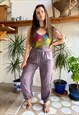 VINTAGE 90'S HIPPIE BOHEMIAN PURPLE EMBROIDERED TROUSERS - M