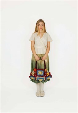 Vintage 00s Milkmaid Tie Dye Ruched Midi Skirt
