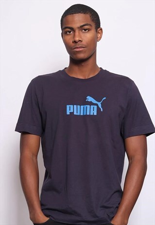 VINTAGE PUMA PRINT LOGO T-SHIRT BLUE