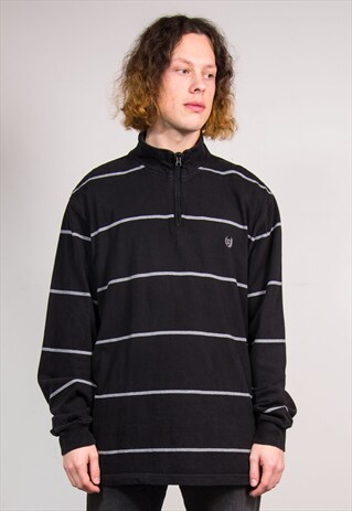 90'S VINTAGE RALPH LAUREN CHAPS STRIPE QUARTER ZIP SWEATER