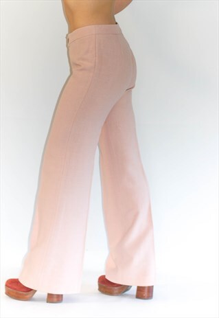 RETRO FLARE BOTTOM PINK TWILL TROUSERS