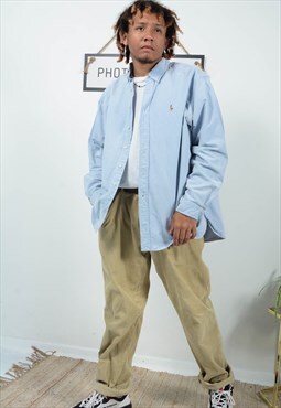 Vintage 90s Ralph Lauren Shirt Patel Blue Unisex Size XXL