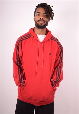 ADIDAS MENS VINTAGE HOODIE JUMPER XL RED 90S