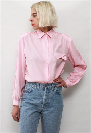VINTAGE 80' AMAZING CUTE PASTEL PINK SHIRT WITH POCKET