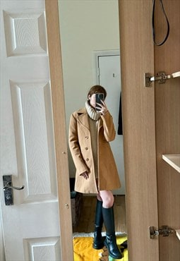 Vintage beige 90s winter coat trench style jacket