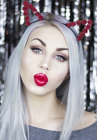 RED ROSE FLOWER CAT EARS HEADBAND - HALLOWEEN