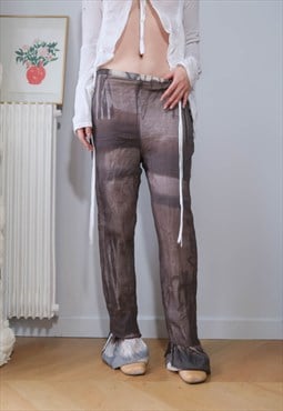 vintage indie grunge chic sheer layering trousers